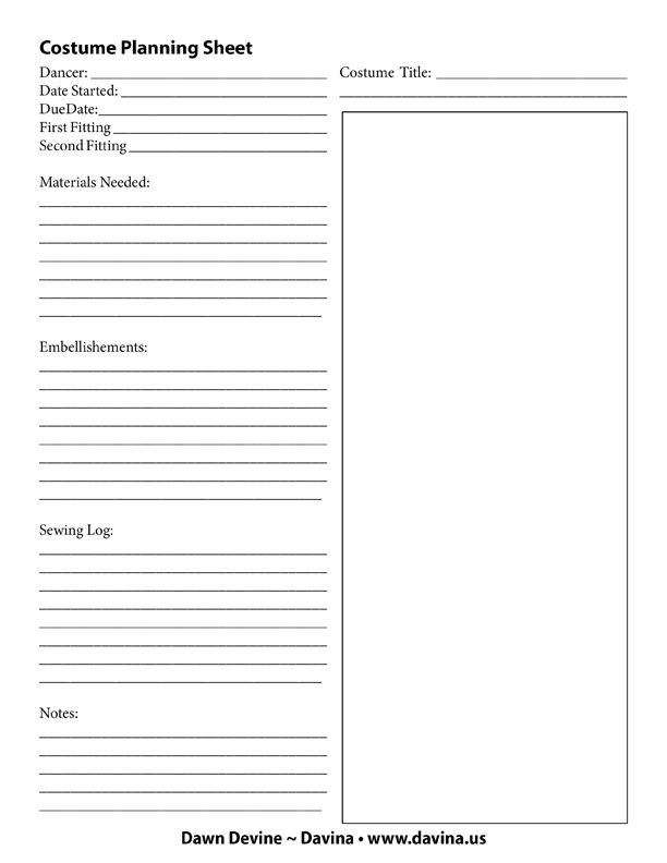 Costume Planning Sheet: Tool for Designers - Studio Davina — Studio Davina